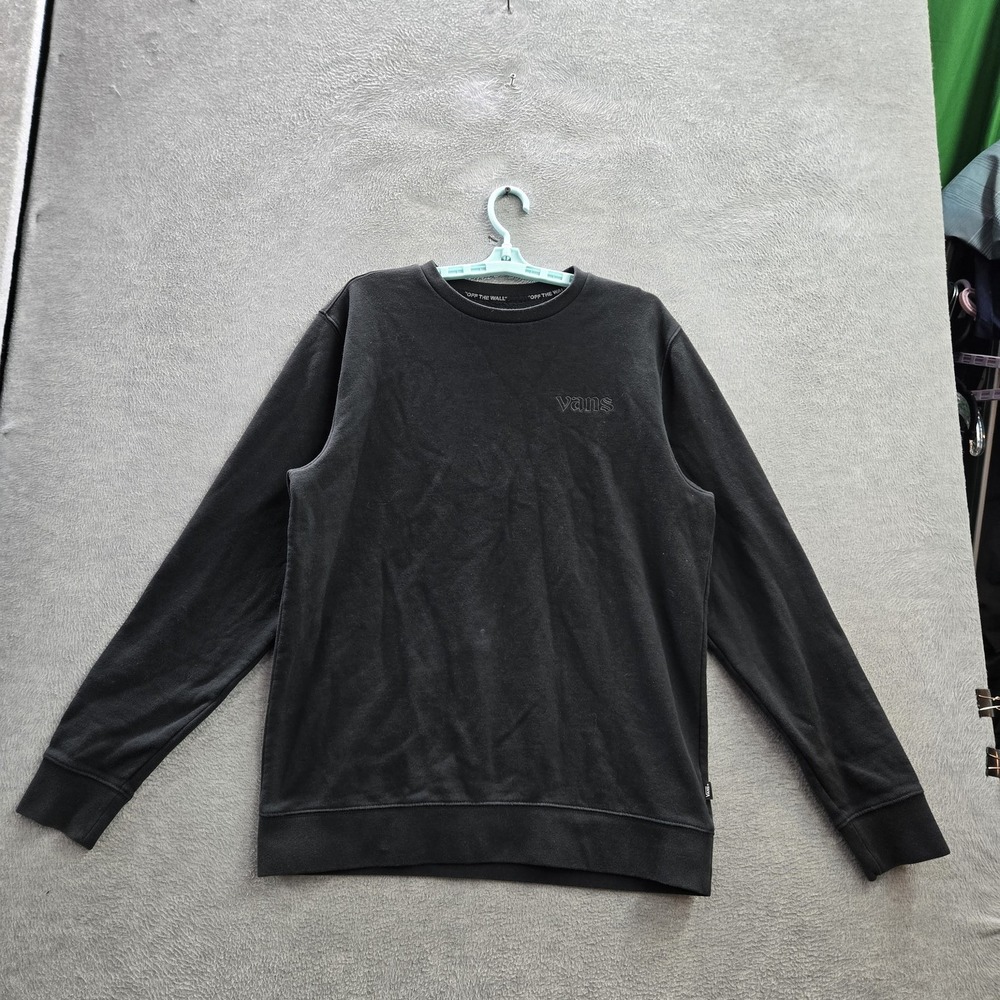 Vans Men Sweatshirt MEDIUM Black Embroidered Fleece Skull Activewear Grunge